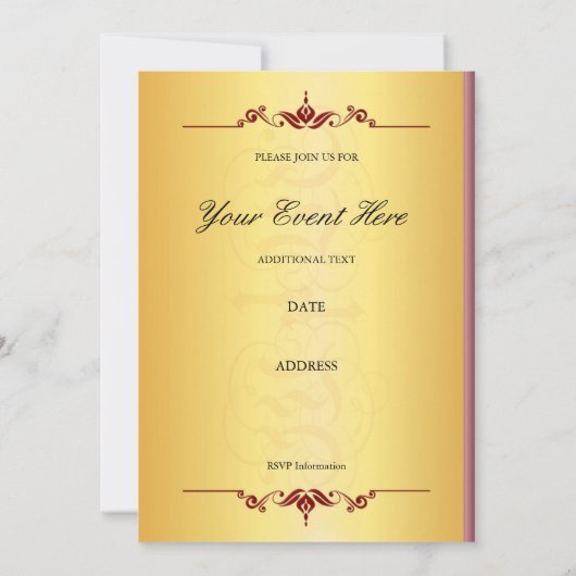 美しい紫とオレンジの金ゴールド招待状 招待状 (裏面)