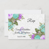 美しい紫とティール（緑がかった色）の花 – RSVP (正面)