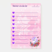 美しい紫とピンクのユニコーン一覧4"x6" ポストイット (正面)