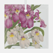 美しい紫と白のヴィンテージラン ガラスオーナメント (正面)