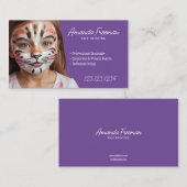 美しい紫と白の子供の顔絵を描ズ 名刺 (正面/裏面)