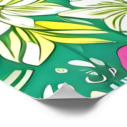 美しい紫と白の百合花 ポスター (角)