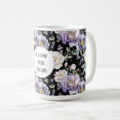 美しい紫と白の花の夢 コーヒーマグカップ (正面右)