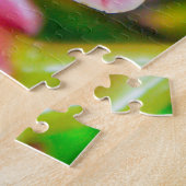 美しい紫と白の花 ジグソーパズル (側面)