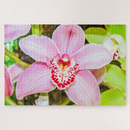 美しい紫と白の花 ジグソーパズル (横)