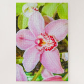 美しい紫と白の花 ジグソーパズル (縦)