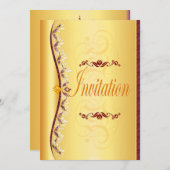 美しい紫と白の金ゴールド招待状 招待状 (正面/裏面)