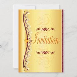 美しい紫と白の金ゴールド招待状 招待状