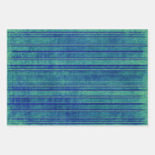 美しい紫と緑とピンクと青のダメージストライプ ラッピングペーパーシート (正面2)