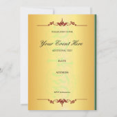 美しい紫と緑の金ゴールド招待状 招待状 (裏面)