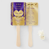 美しい紫と金ゴールド記念日のプログラムファン ハンドファン (正面&裏面)