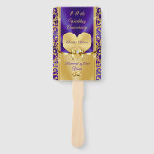 美しい紫と金ゴールド記念日のプログラムファン ハンドファン (正面)