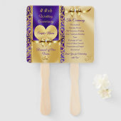 美しい紫と金ゴールド記念日のプログラムファン ハンドファン (正面&裏面)