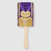 美しい紫と金ゴールド記念日のプログラムファン ハンドファン (正面)