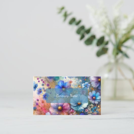 美しい紫と青の野花 名刺 (スタンド正面)