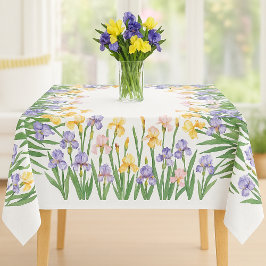 美しい紫と黄色のアイリス / 春の花 テーブルクロス