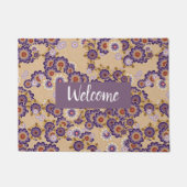 美しい紫と黄色のフローラグラフィック ドアマット (正面)