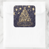 美しい紫と黄金のクリスマスオーナメント スクエアシール (バッグ)