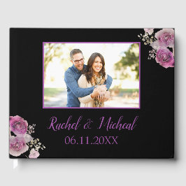 美しい紫と黒の水の色結婚の ゲストブック