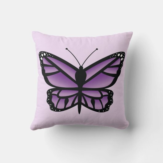 美しい紫と黒の色の蝶の夏 クッション (裏面)