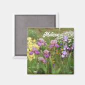 美しい紫のアイリス 花の庭 マグネット (正面/裏面)