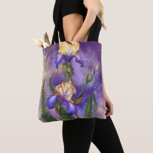 美しい紫のアヤメの花が美し絵画い芸術 トートバッグ