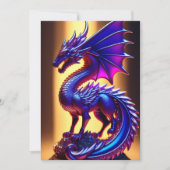 美しい紫のガラスのドラゴン像フラットグリーティング カード (正面)