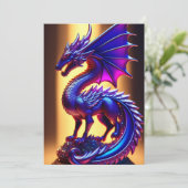 美しい紫のガラスのドラゴン像フラットグリーティング カード (スタンド正面)