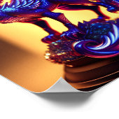 美しい紫のガラスのドラゴン像 ポスター (角)