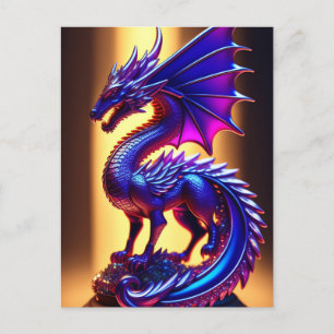 美しい紫のガラスのドラゴン像 ポストカード