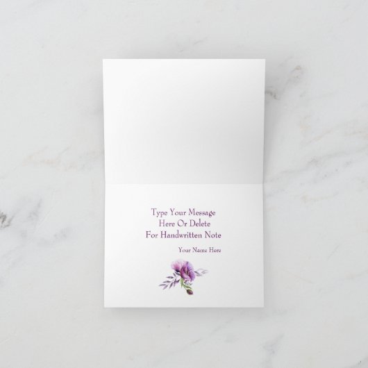 美しい紫のケシの名前の内接 ノートカード (内部)