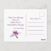 美しい紫のケシ"こんにちは" ポストカード (裏面)