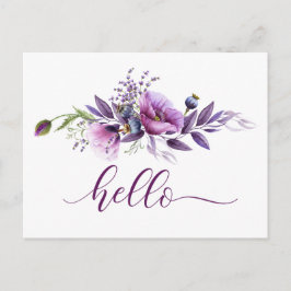美しい紫のケシ"こんにちは" ポストカード