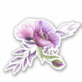 美しい紫のケシ シール (正面)