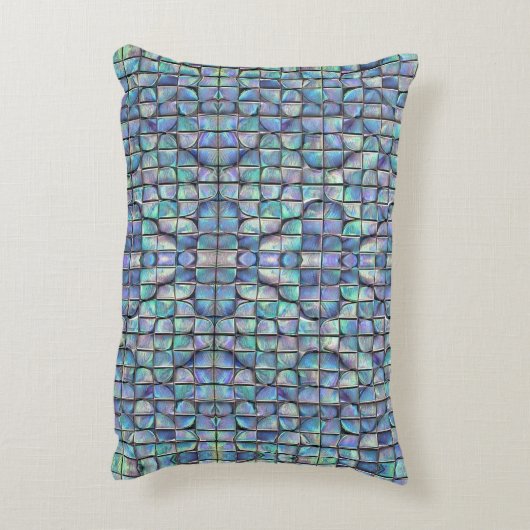 美しい紫のティール(緑がかった色)の緑の抽象芸術両面 アクセントクッション (裏面(縦))