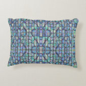 美しい紫のティール(緑がかった色)の緑の抽象芸術両面 アクセントクッション (裏面)