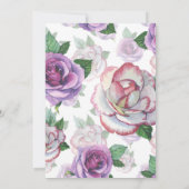美しい紫のバラ初の聖餐会 招待状 (裏面)
