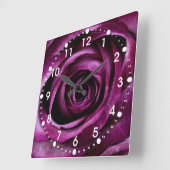 美しい紫のバラ花の花びらガーリー贈り物 スクエア壁時計 (傾斜)