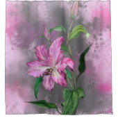 美しい紫のピンクのユリの花のミグン絵画ズ シャワーカーテン (正面)