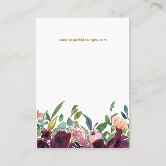 美しい紫のフローライヤリングディスプレイカード 名刺 (裏面)