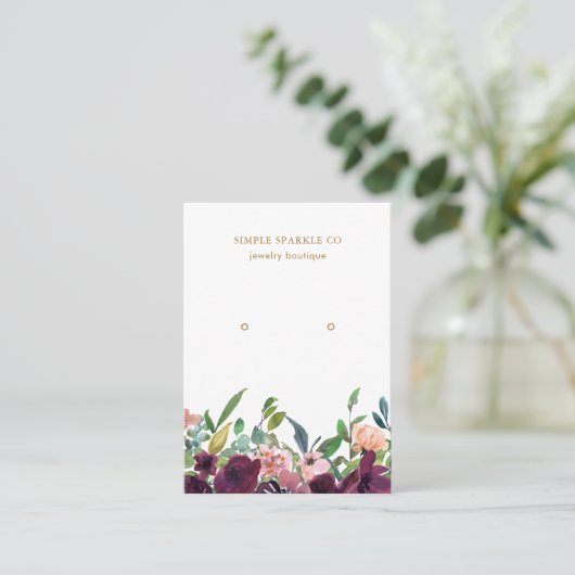 美しい紫のフローライヤリングディスプレイカード 名刺 (スタンド正面)