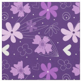 美しい紫のフローラデイジー花柄 ファブリック (クローズアップ)