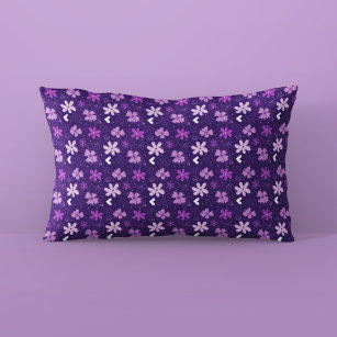 美しい紫のフローラデイジー花柄 枕カバー