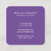 美しい紫のフローラマンダラマーブルモノグラムの スクエア名刺 (裏面)