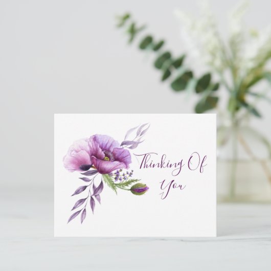 美しい紫のポピー考えズ"のあなたへ" ポストカード (スタンド正面)