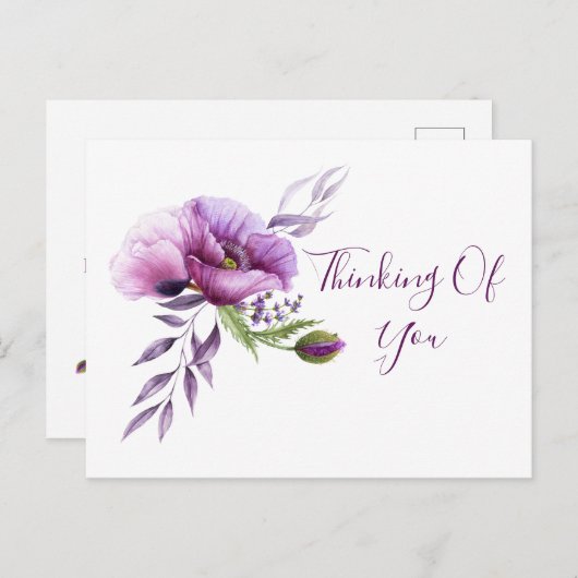 美しい紫のポピー考えズ"のあなたへ" ポストカード (正面/裏面)