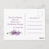 美しい紫のポピー考えズ"のあなたへ" ポストカード (裏面)