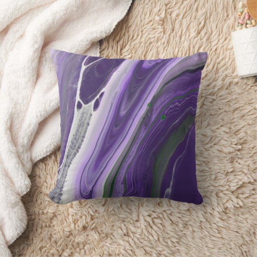 美しい紫のモダンストライプの瑪瑙の石 クッション (ブランケット)