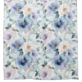 美しい紫のラベンダー色の白い花 シャワーカーテン (正面)