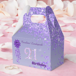 美しい紫のラメ リボン 21歳の誕生日 フェイバーボックス